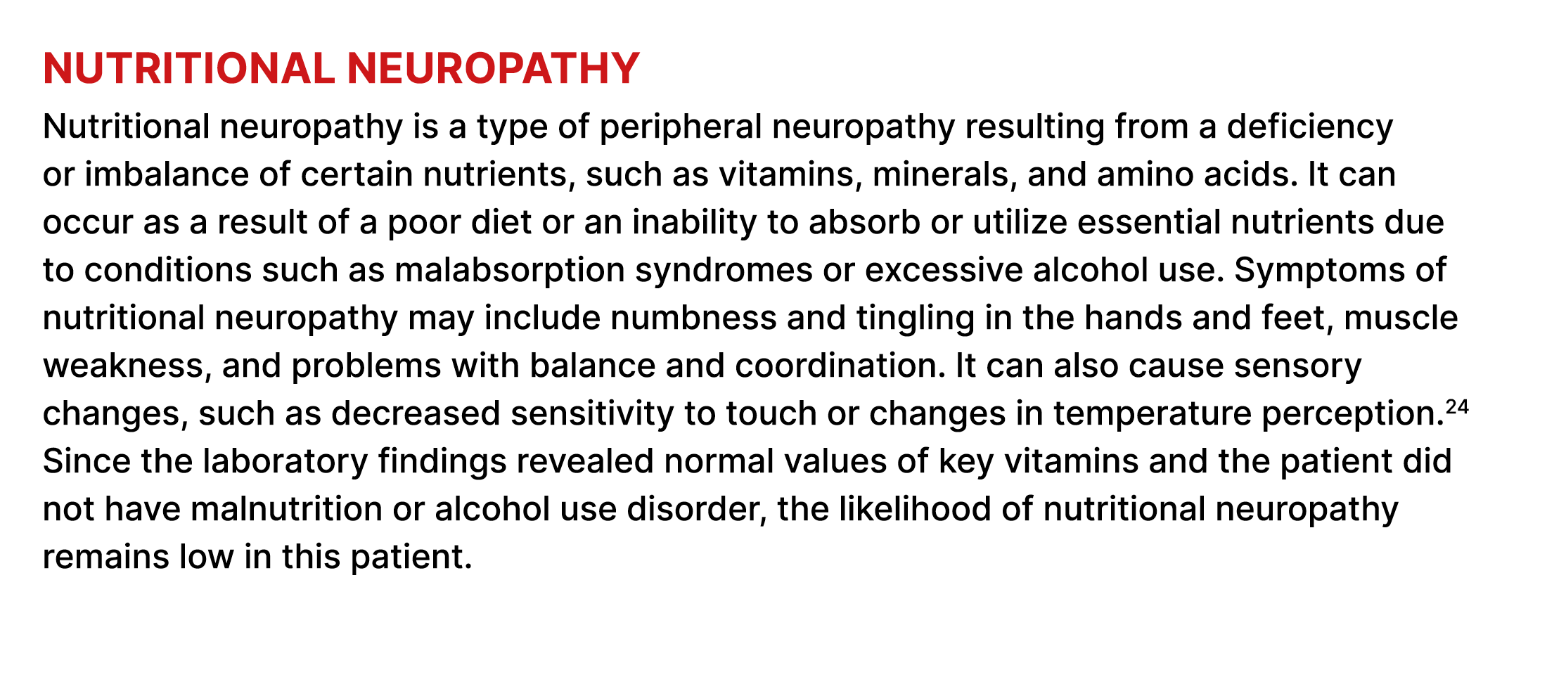Nutritional neuropathy Nutritional neuropathy is a type of peripheral neuropathy resulting from a deficiency or imbal...