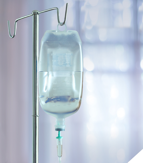saline bag in emergency room at hospital