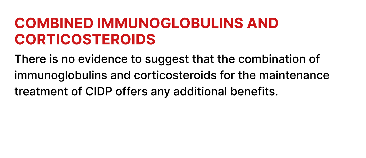 Combined immunoglobulins and corticosteroids There is no evidence to suggest that the combination of immunoglobulins ...